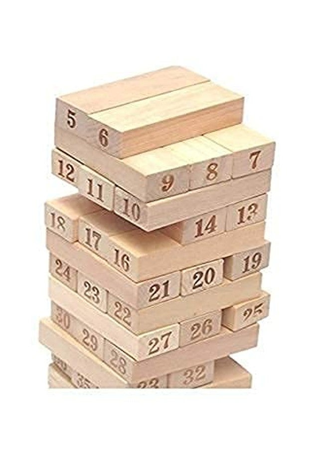 MKY® Wooden Numbered 51 Pieces Building Bricks Block, Perfect Party Fun Balancing Game for Kids Adults Boys Girls 3/4/5+ Years, Wooden Educational Toppling Tumbling Tower Puzzle Toys with Dices - Image 4